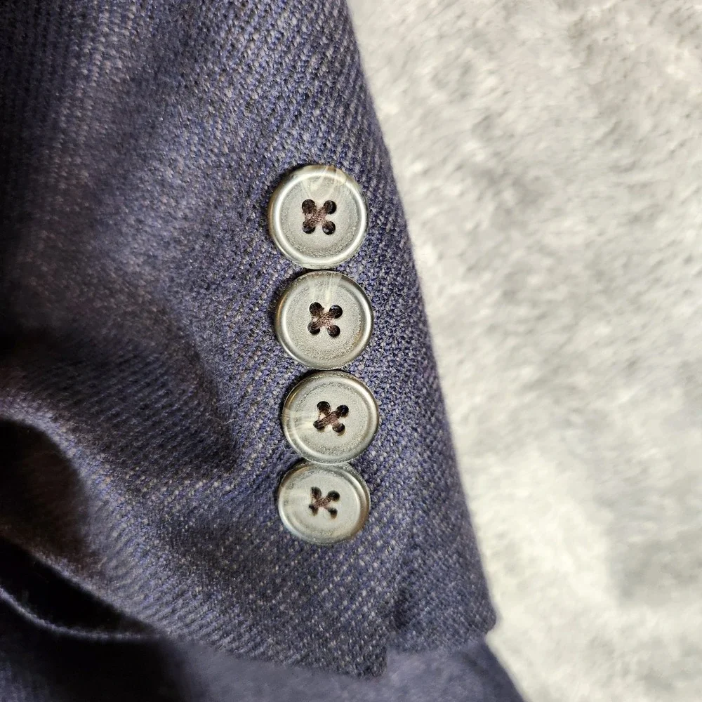 RRL Double RL Ralph Lauren Blazer Men's Gray/Blue 41 Wool 2 Button Jacket HOLES‎